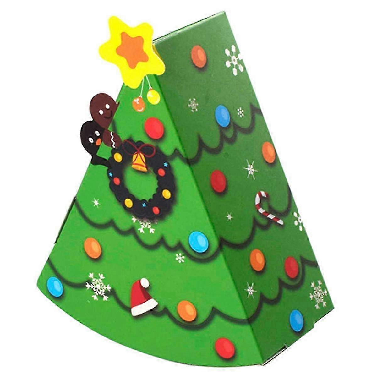 Christmas Tree Shape Candy Box Diy Biscuit Snack Baking Packaging Box Children's Gift Green