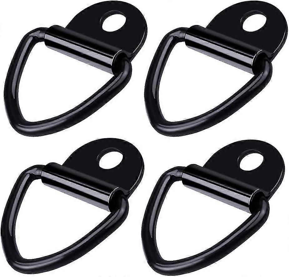 4 stykker bindering, D-ring ring trailer, kraftig rustfrit stål binde ned krog, sort [jkw]