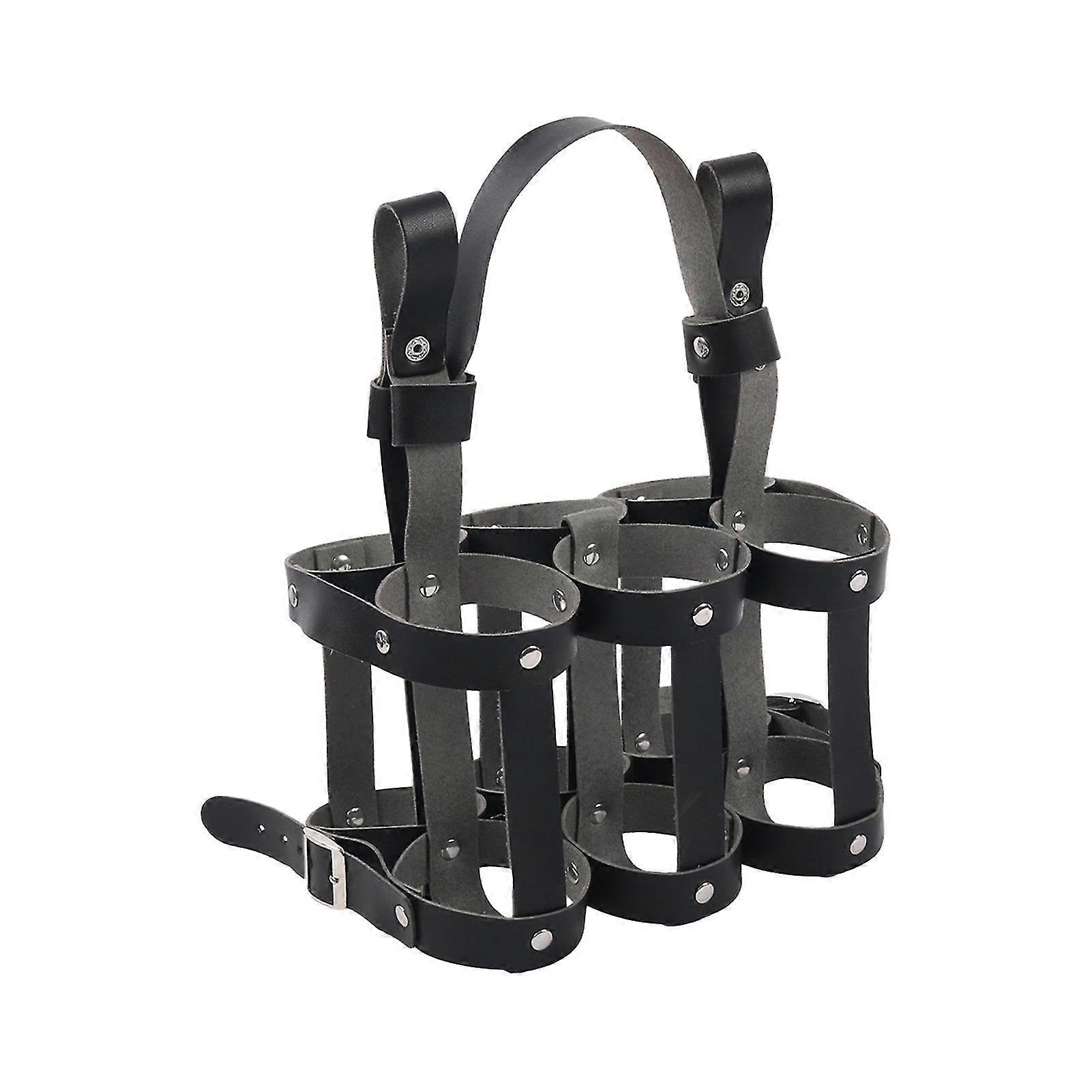 Bicycle Beer Bottle Carrier, Large Capacity Design with Faux Leather, Beverage Rack