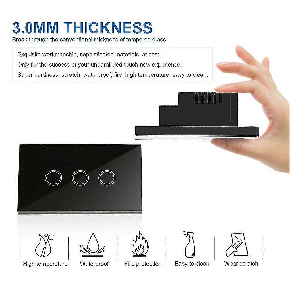 3 Way Smart Touch Light Wall S  Glass Panel Led Backlight + Remote Control