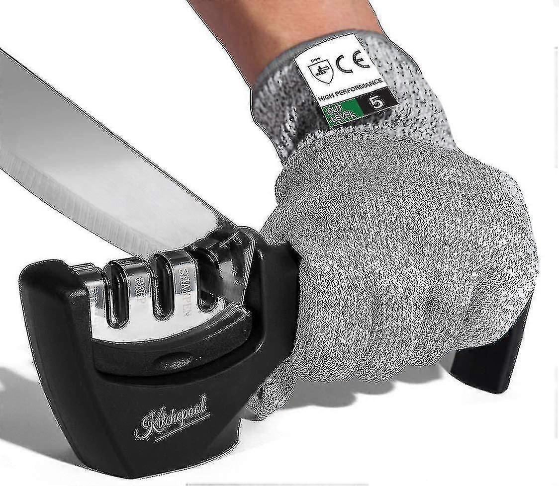 Knife Sharpener 3-stage Quality Kitchen Knife Accessories With Cut-resistant Glove