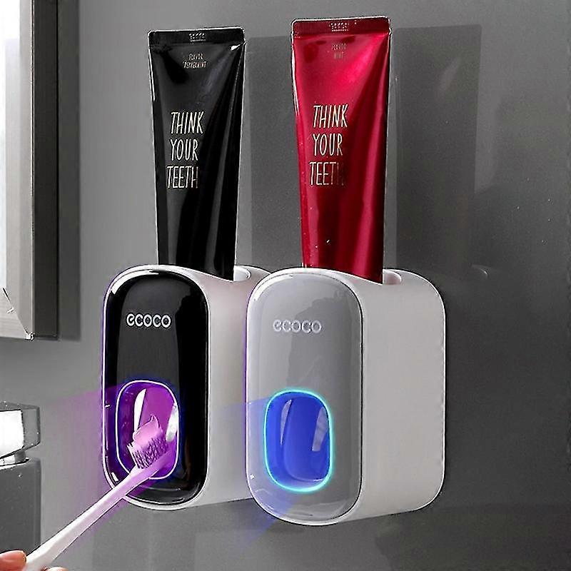 Ecoco Automatic Toothpaste Dispenser Wall Mount Bathroom Bathroom Accessories Waterproof Toothpaste Squeezer Toothbrush Holder
