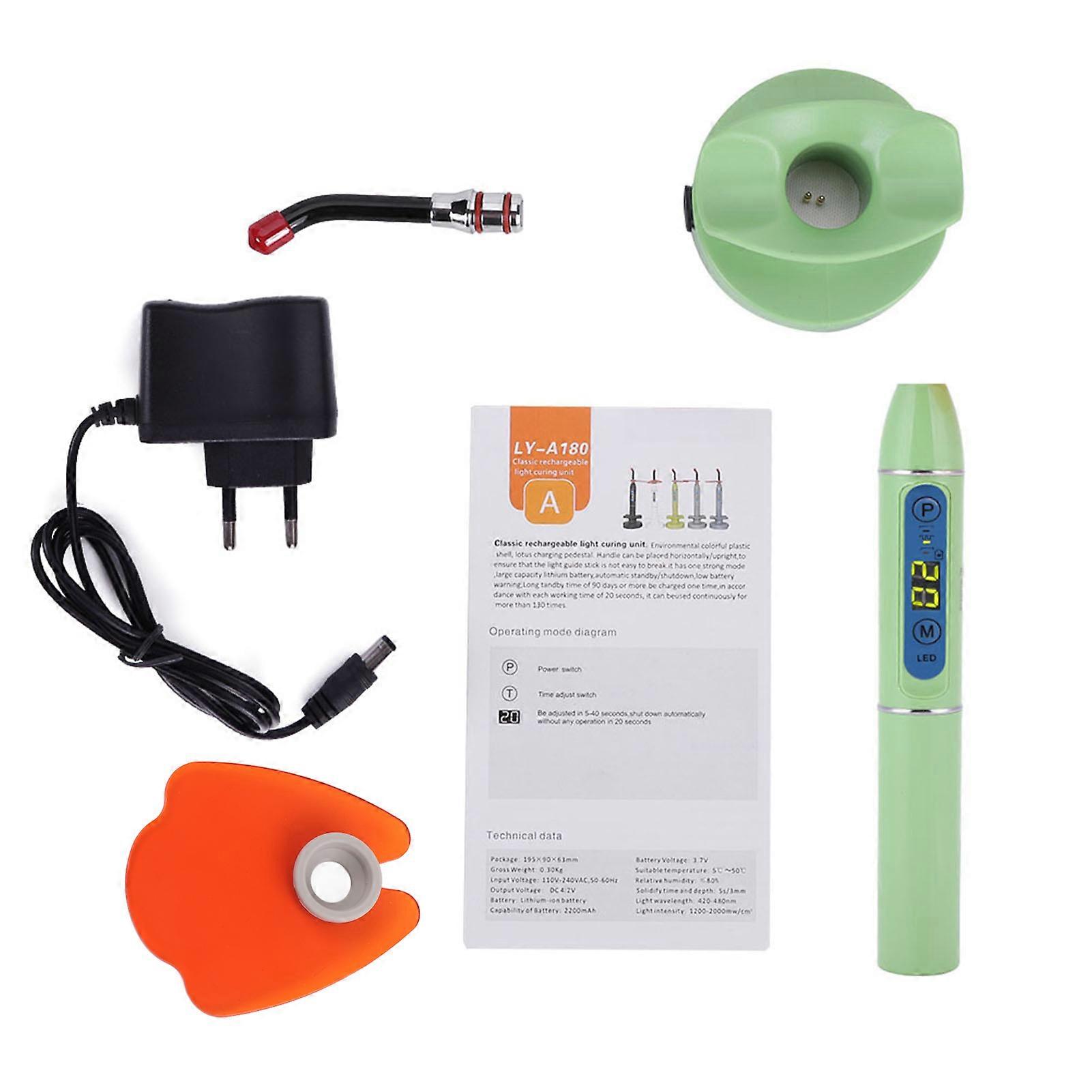 Wireless Cordless LED Dental Curing Machine Light Lamp Green EU Plug 110V-240V