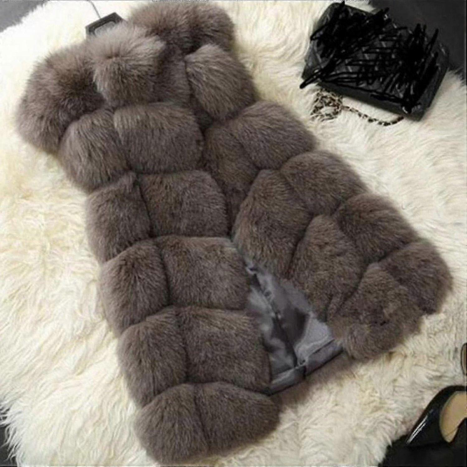 Γυναικεία Faux Γούνα Γιλέκο Body Warmer Αμάνικο Μπουφάν Coat_y TA