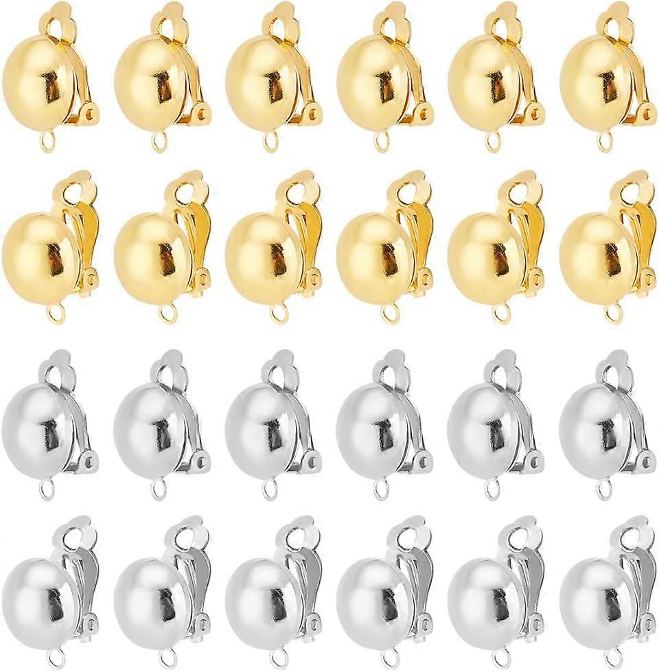 40Pcs Brass Clip-on Earring Converter Component with Easy Open Loop