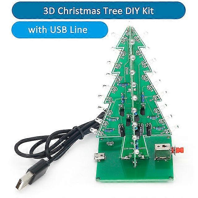 Three-dimensional 3d christmas tree led diy kit red/green/yellow led flash circuit kit electronic fun suite