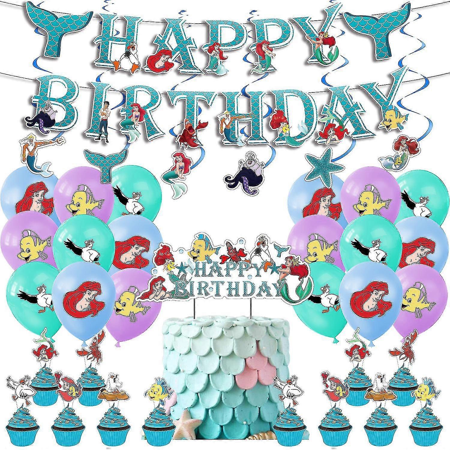 The Happy Birthday Balloons Kit Latex Balloons With Flag And Cake Toppers For Party Deocration