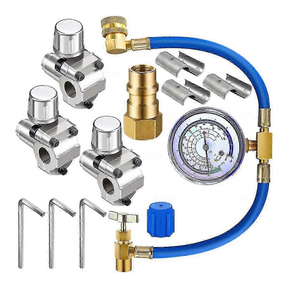 For A/c Refrigerant System Refrigerator Freon Recharge Hose With Gauge Kit R134a R12 R22,with Bpv31 Edition