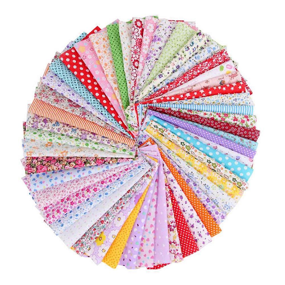 100Pcs Mixed Pattern Cotton Printed Fabric Sewing Quilting for DIY Craft
