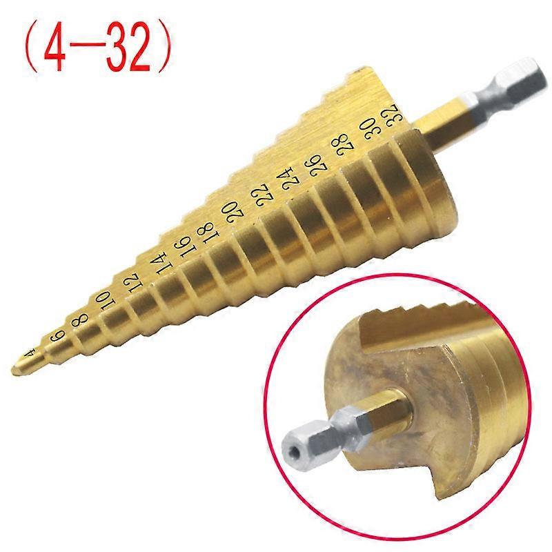 1 Pc HSS Steel Large Step Cone Titanium Coated Metal Drill Bit Cut Tool Set Hole Cutter 4-12/20/32mm