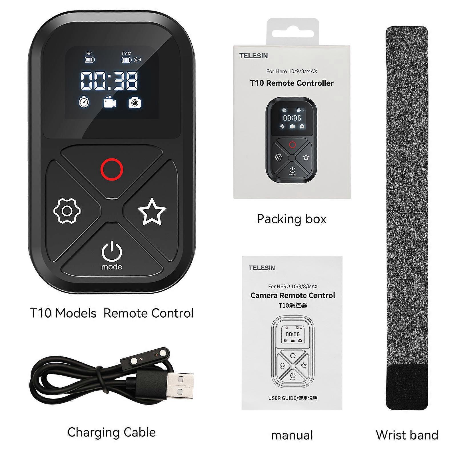 T10 Bluetooth Remote Control for GoPro Hero 11 10 9 8Max with Wrist Band 80M Wireless Smart Remote For GoPro Accessories