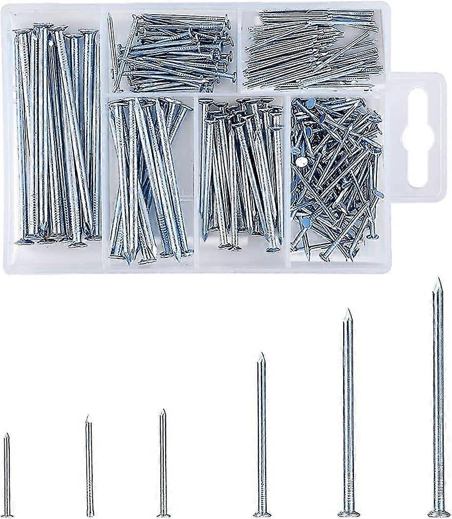 Nails Set, 240 Pcs Cement Nail Countersunk Nails For Attaching Photo Frames (6 Sizes)