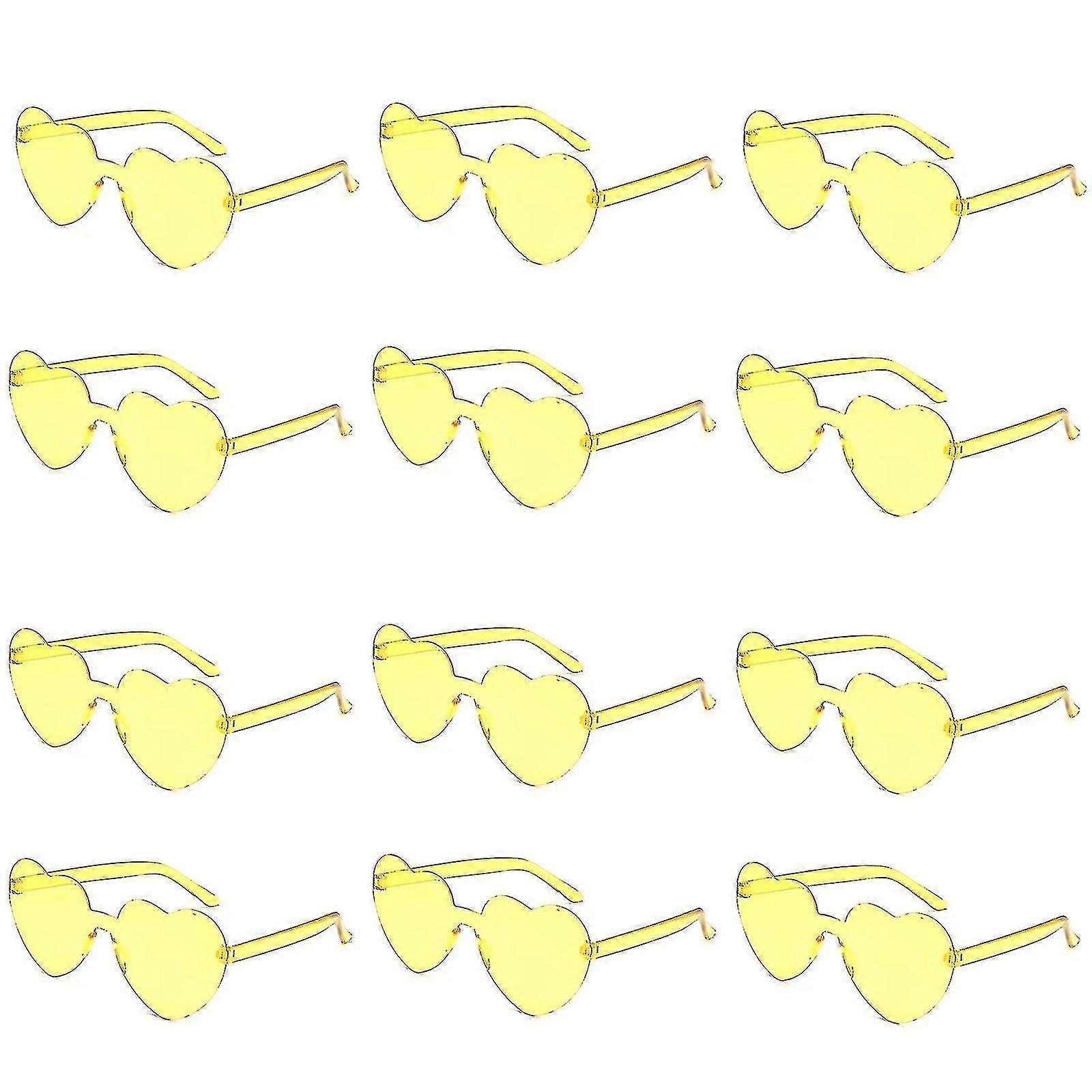 12buc inima ochelari de soare pentru femei transparent inima în formă de ochelari de soare vrac Fun ochelari de soare Pack pentru Partidul Favor