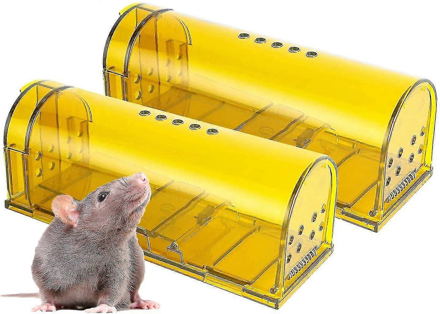 Yaju Mouse Traps, Easy To Set, Reusable Indoor/outdoor Use, Kids/pets Safe2pcs-yellow