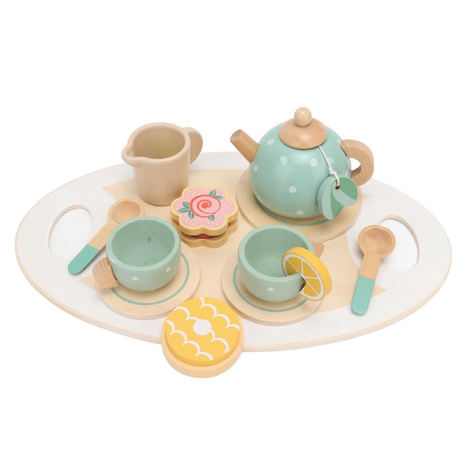 Tea Party Set Simulation Funny Improve Language Communication Skills Wooden Tea Set Pretend Play Toy