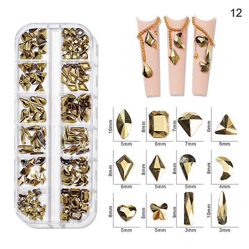 3d Glitter Nail Art Ab / coloré Hotfix Strass Flatback Crystal Diamond Gems Multi Size12 Gird