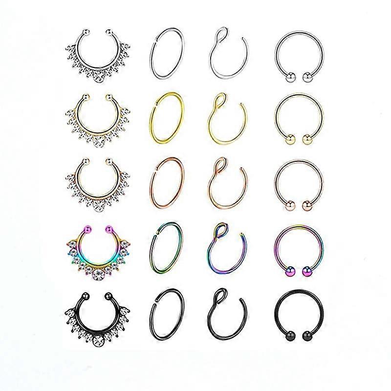 Mixed Colors Septum Piercing Surgical Steel Fake Nose Piercing Lip Piercing