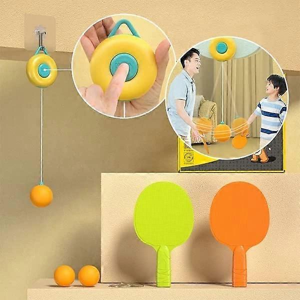 Hanging Table Tennis Trainer, Children's Indoor Hanging Table Tennis Ping Pang Trainer, Self Workout Set Paddles and Balls Parent Child Interaction To