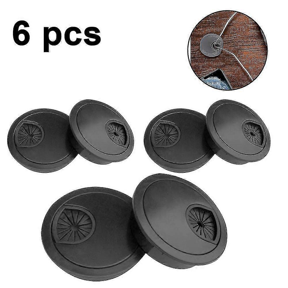 6pcs Desk Wire Cord Cable Grommets Hole Cover Office Pc Desk Cable Cord Organizer Plastic Cover