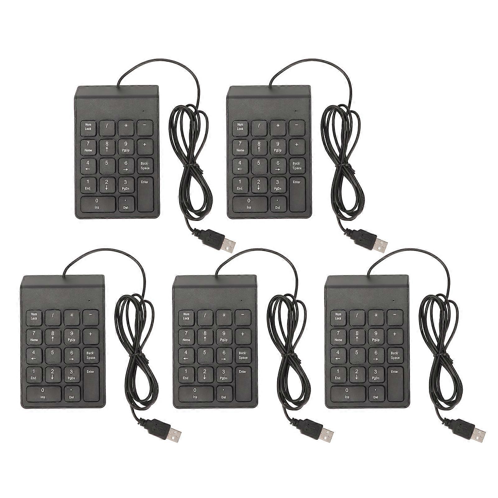 Wired Number Pad 18 Keys Ergonomic USB Plug and Play Quiet Typing Mini Numeric Keypad for PC Laptop Desktop 5 Pieces