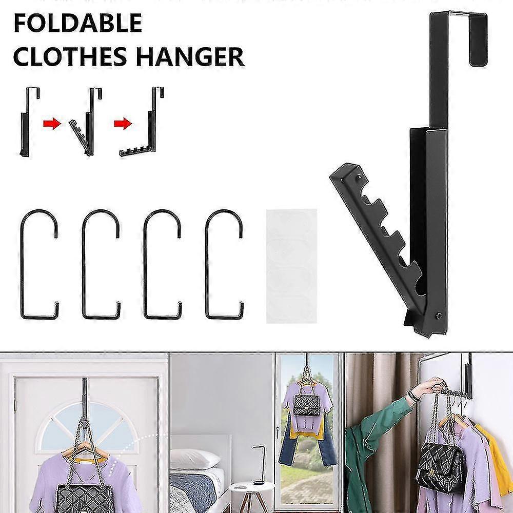 Retractable Clothes Laundry Drying Rack Wall Mounted Foldable Indoor Coat Door Hanger Hook