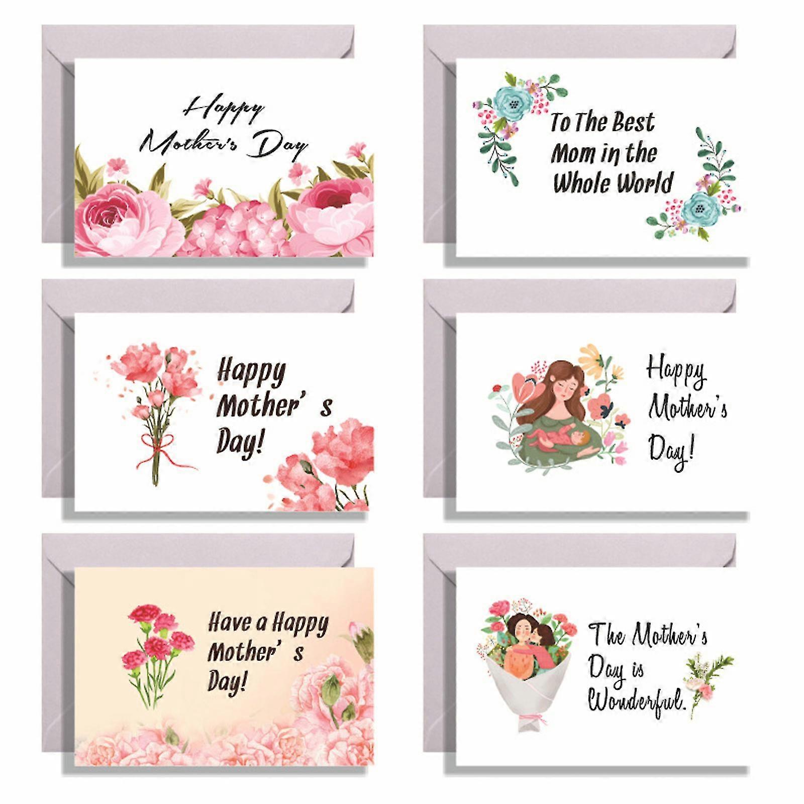 Happy Mother's Day Art Flower Greeting Cards With Envelopes And Stickers Set For Mothers Mother's Day Birthday Blessing Message Card