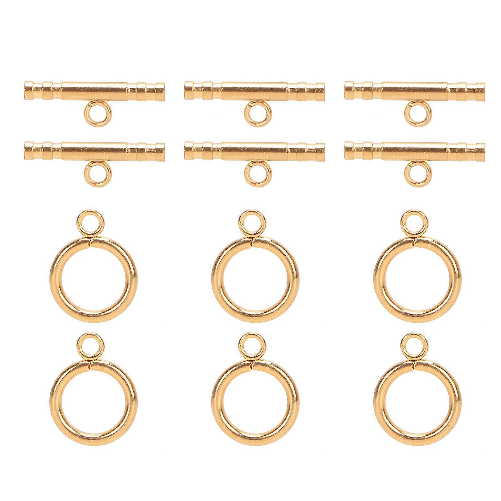 Stainless Steel Round Toggle Clasps TBar Clasps for DIY Necklace Bracelet Jewelry Gold