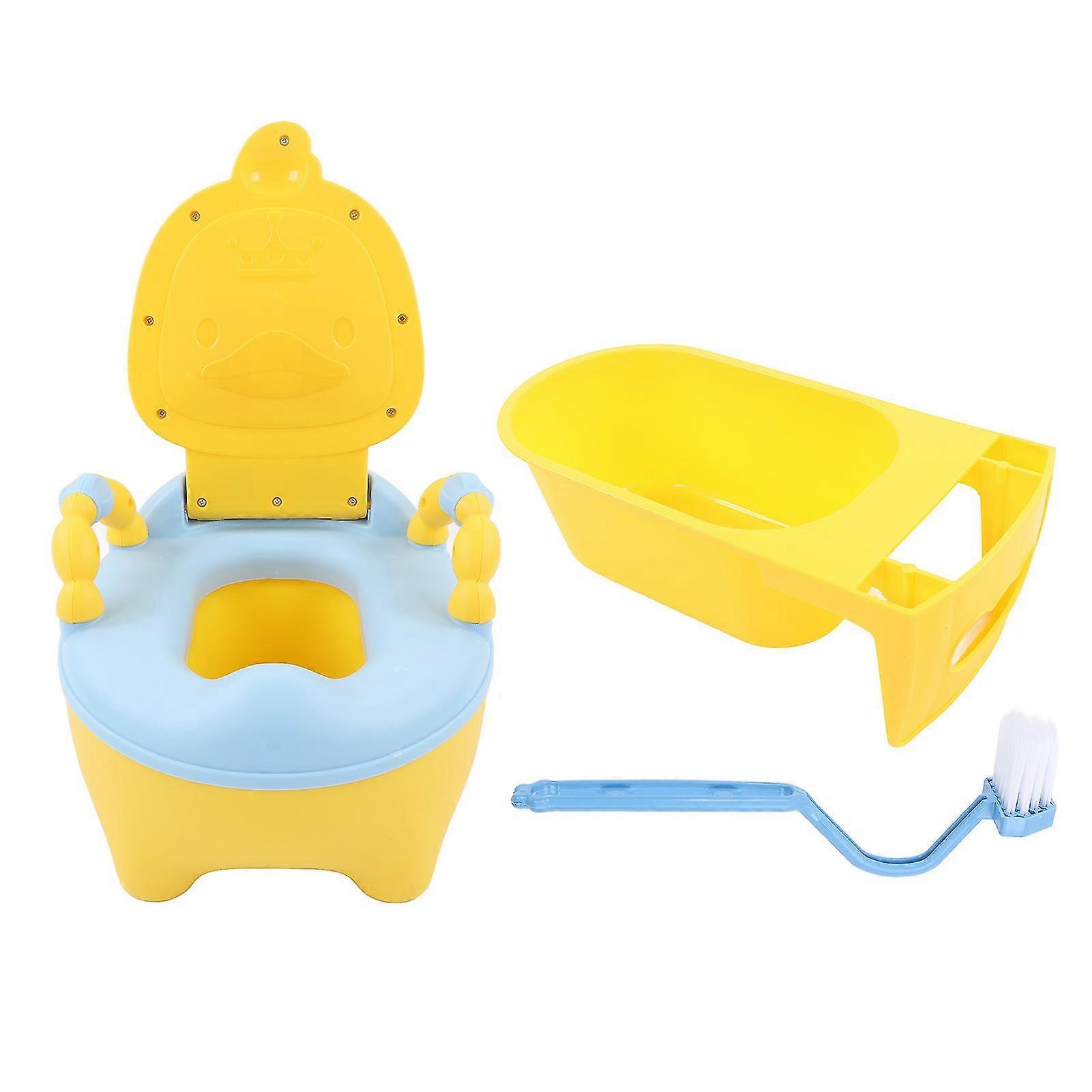 Vasino per bambini Extra Large Thick Cute Cartoon Duck a forma di vasino bagno di formazione per bambini Bambini (modello classico) Giallo e blu