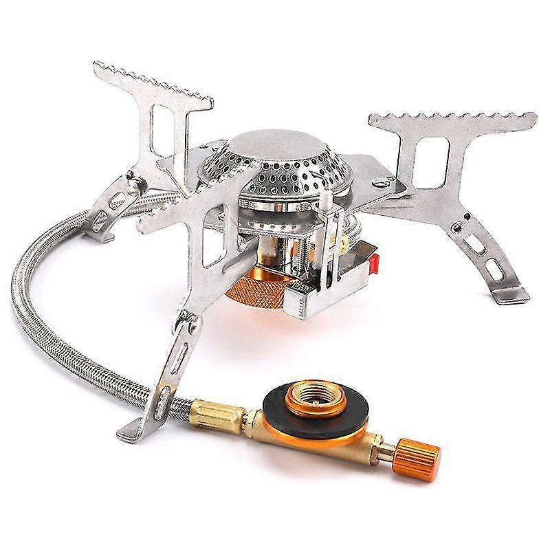 Camping Foldable Gas Stove Set With Gas Conversion Head Adapter1pcssilver