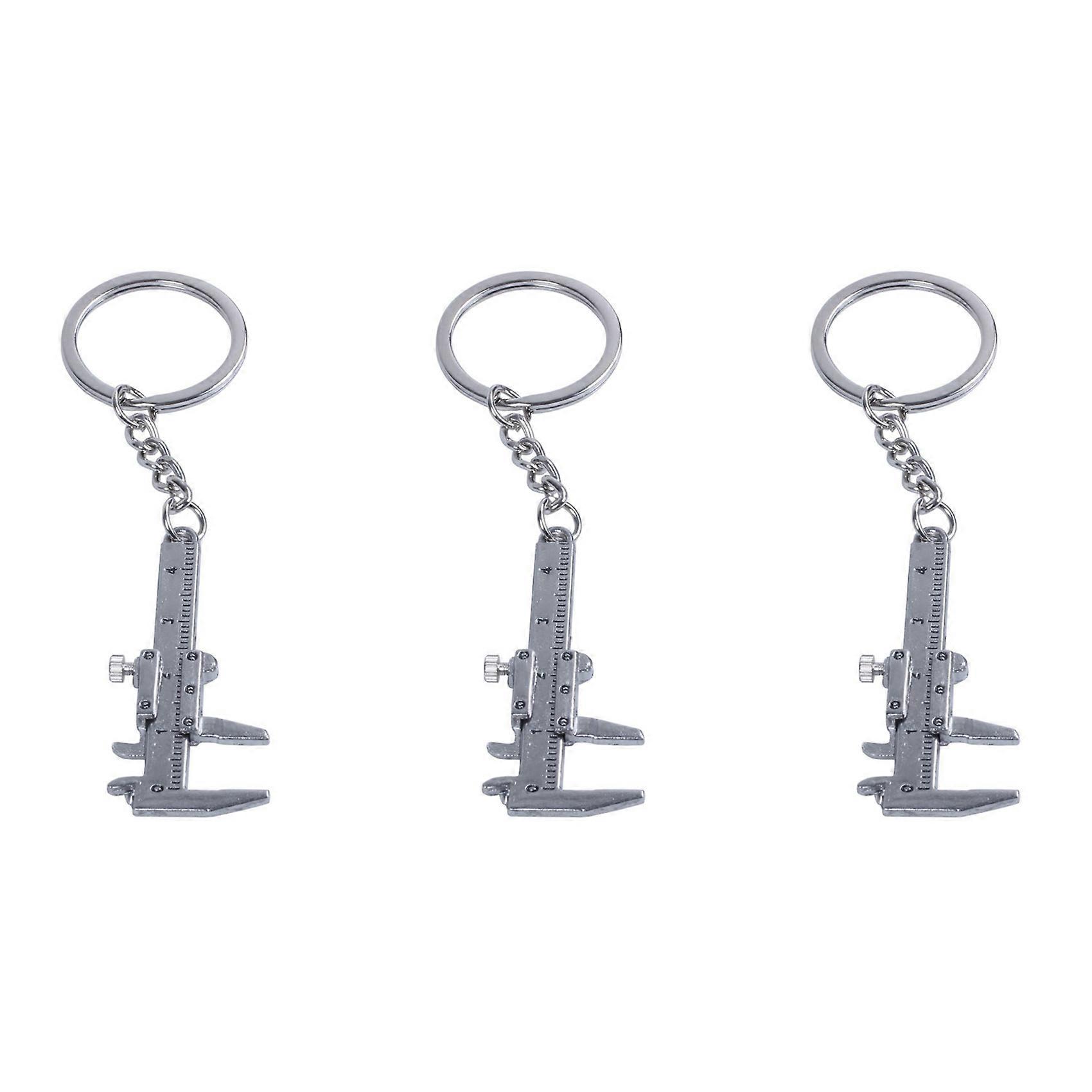 3X Silver Simulation Vernier Caliper Model Ruler Slide Keychain