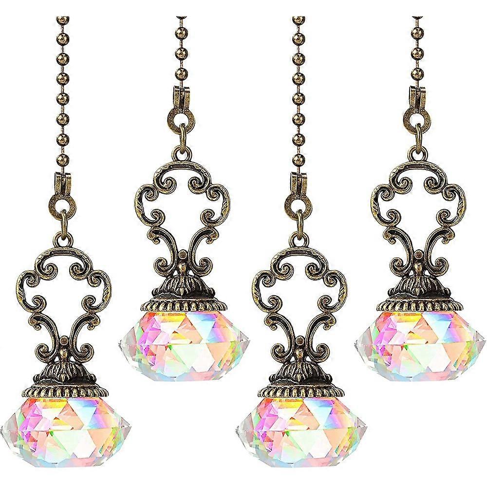 4 Pieces Artificial Crystal Ceiling Fan Pull Chains Pull Chain Extension with Connector for Light C