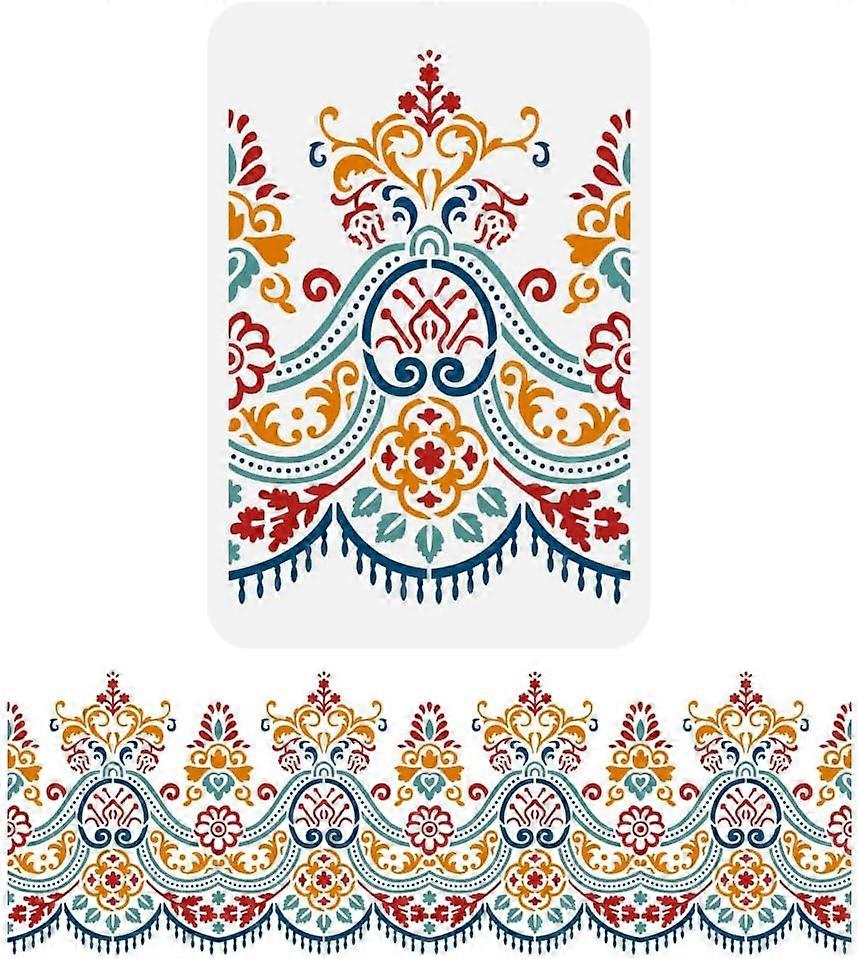 Elegant Lace Painting Stencil 8.3x11.7inch Decorative Lace Pattern Template Reusable Flower Lace Border Stencil Plastic Lace Pattern Stencil for Paint