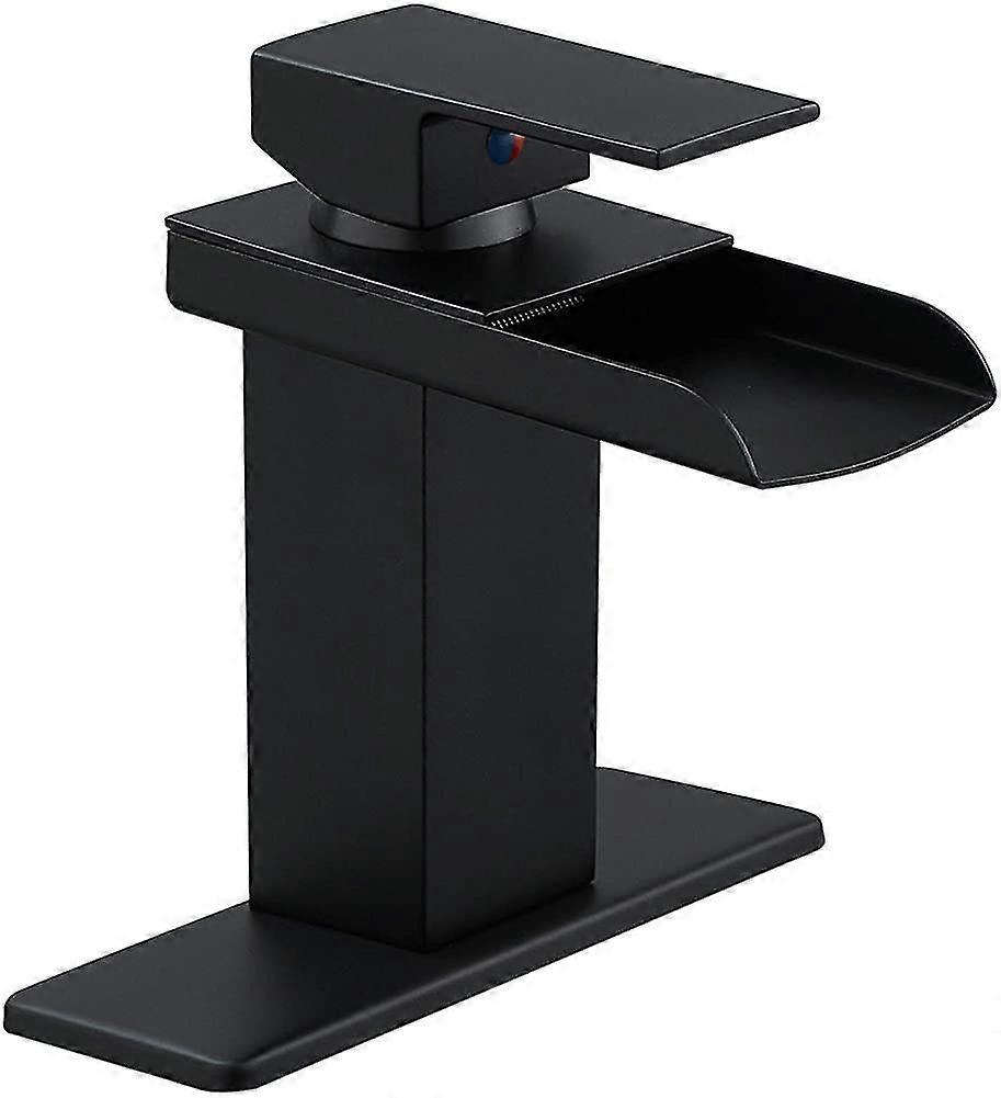 Schwarz Badezimmer Wasserhahn Waschbecken Wasserfall Wasserhahn Moderner Stil Quadrat Matt