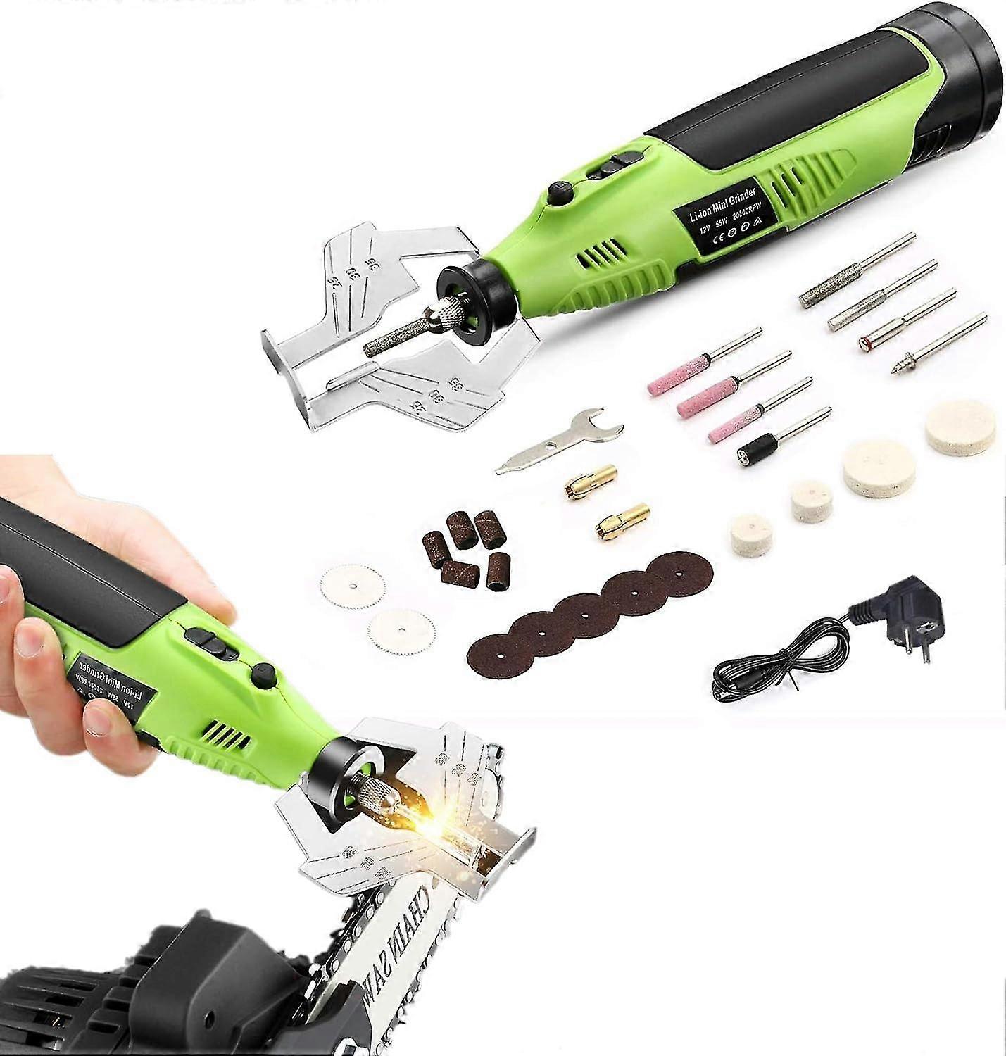 Chainsaw Chain Sharpener,battery Powered Chainsaw Sharpening Tool Kit Set Macaron