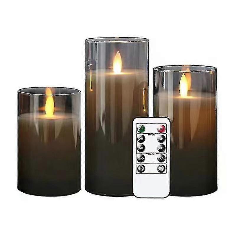 Led Candles, 3pc Decorative Candles Set, Flickering Wick Flameless Candle With Timer Remote Control, Realistic Glass Effect, Wedding Decoration, Parti