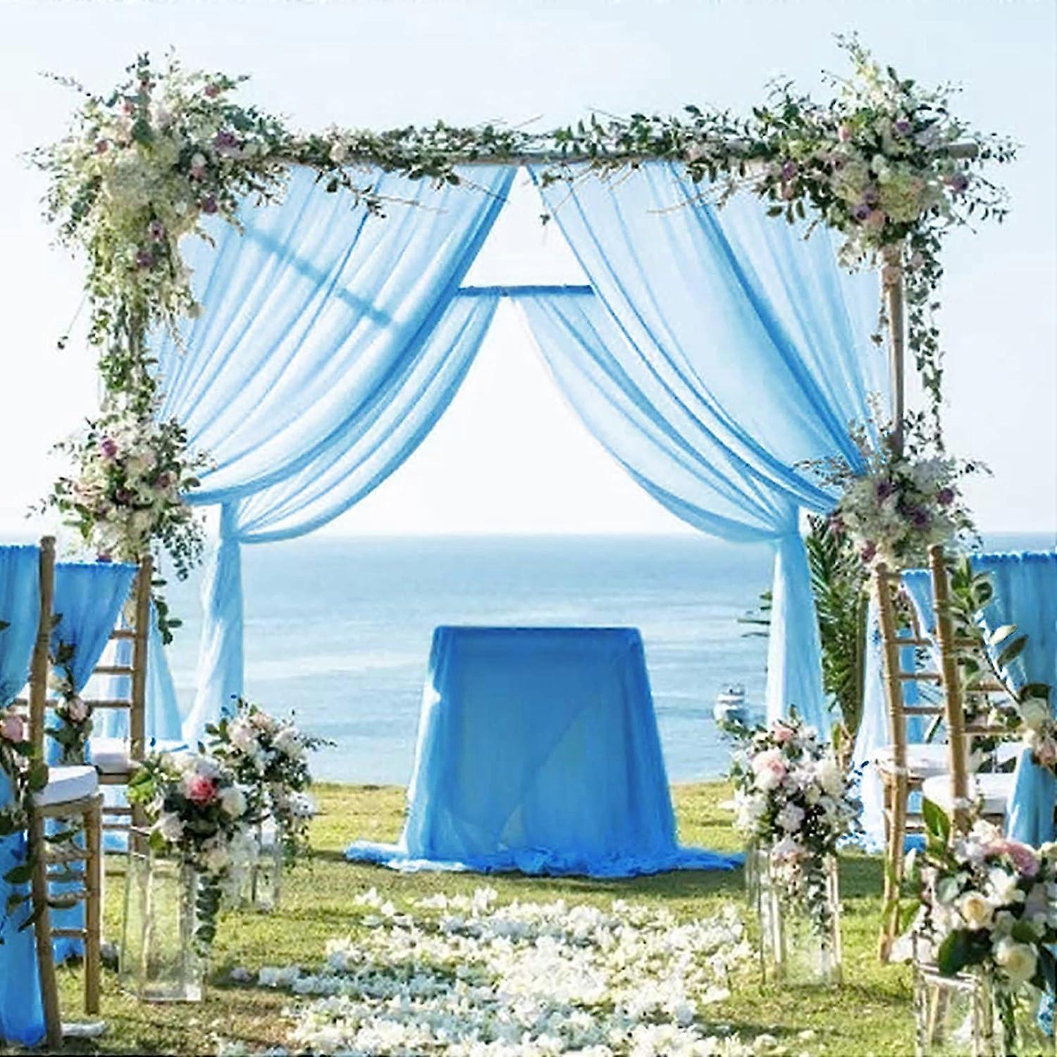 2 Panels 0.7*3m Blue Chiffon Wedding Backdrop Curtain Wedding Decoration