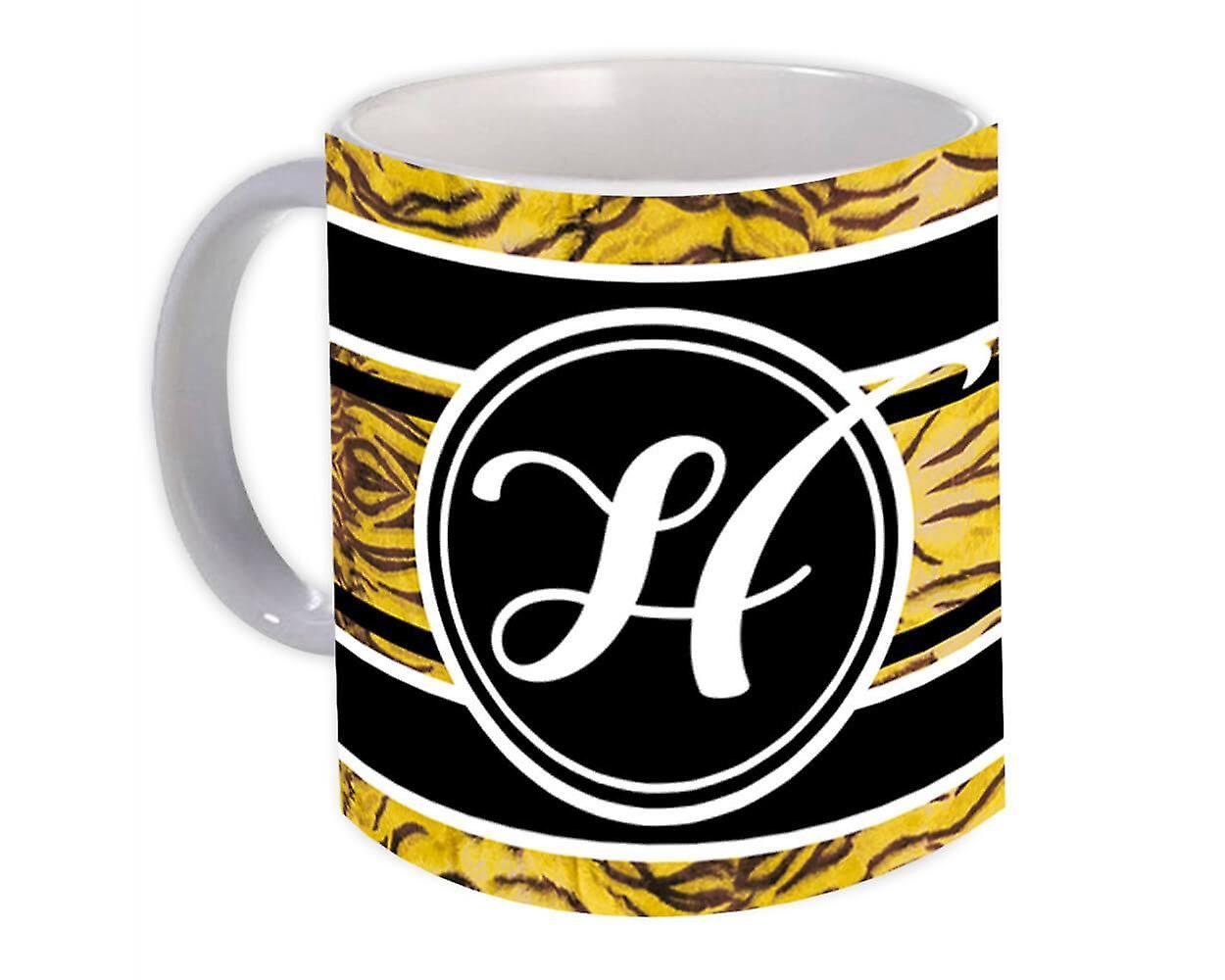Geschenkbecher: Monogramm Buchstabe H Tiger