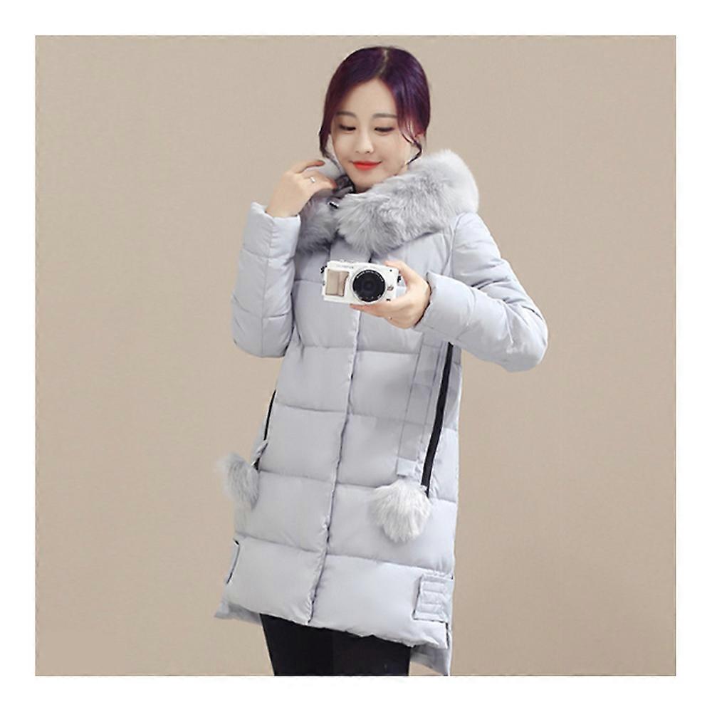 winter down coat women's fur collar mid length thick