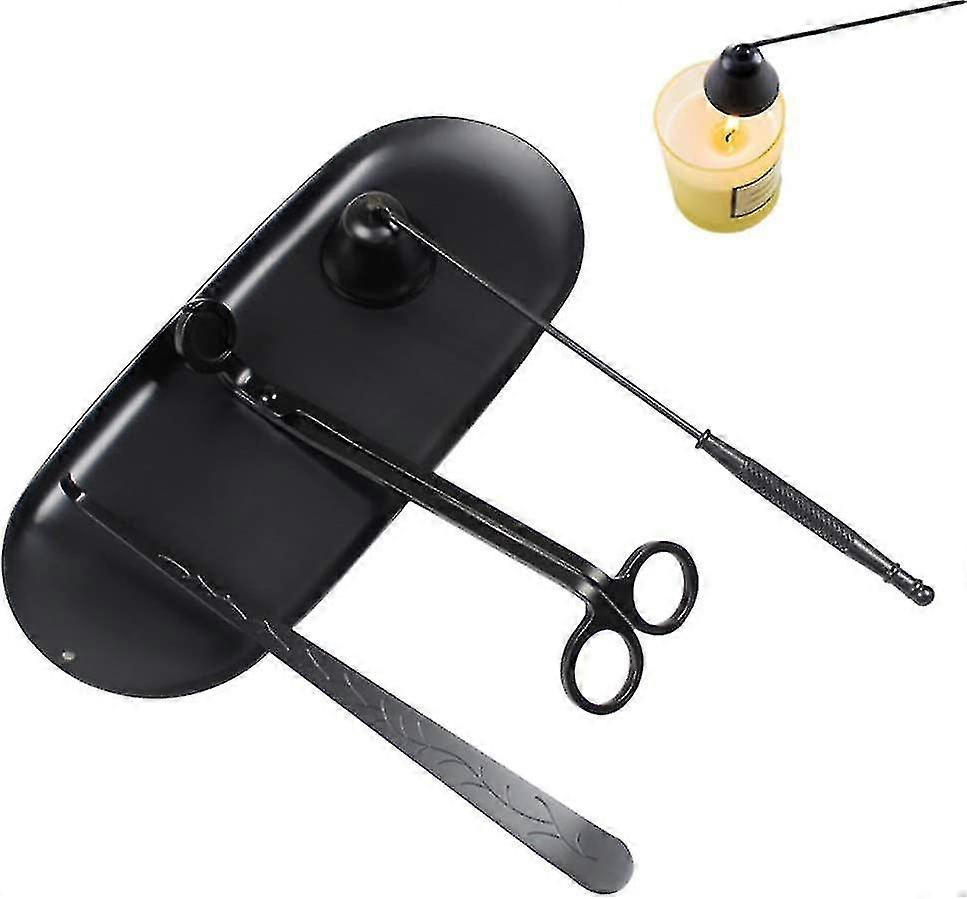 3 Pcs Candle Accessory Set - Wick Trimmer, Snuffer, And Dipper, Essential Tools For Candle Making And Maintenance (black)