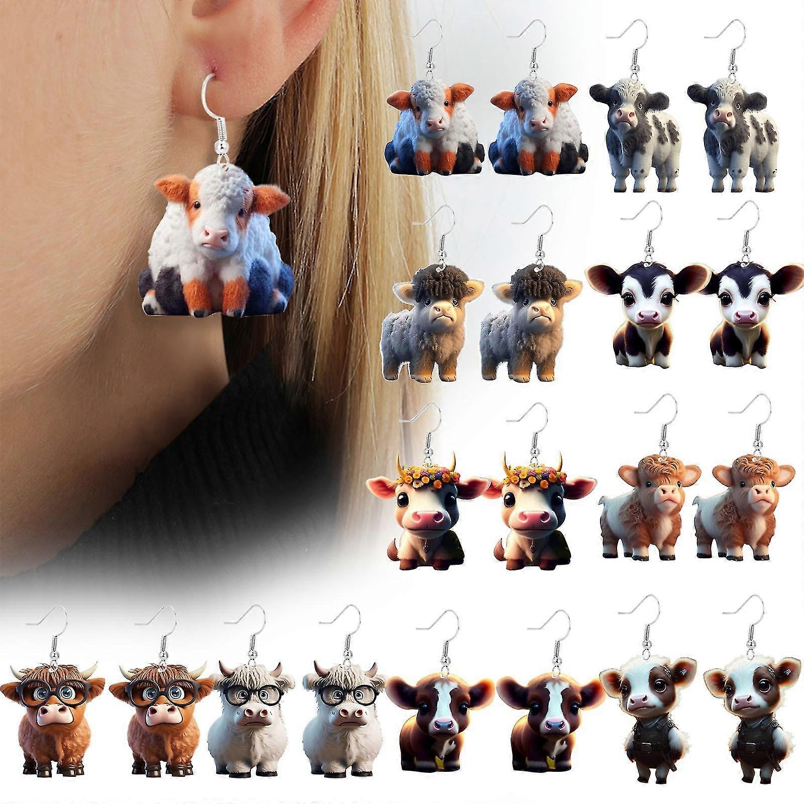 Boucles d’oreilles Highland Cattle Creative Fashion Highland Cow Style Boucles d’oreilles