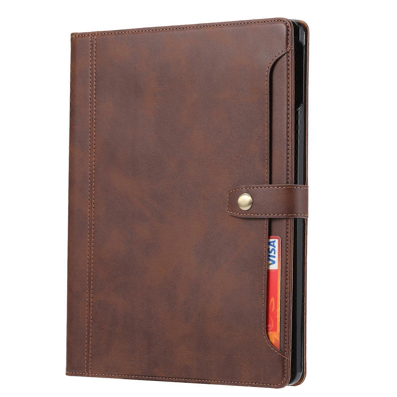 Tablet Case For iPad Air 11 2024 / Air 2022/2020 10.9 Calf Texture Double Fold Clasp Leather Tablet Case (Coffee)