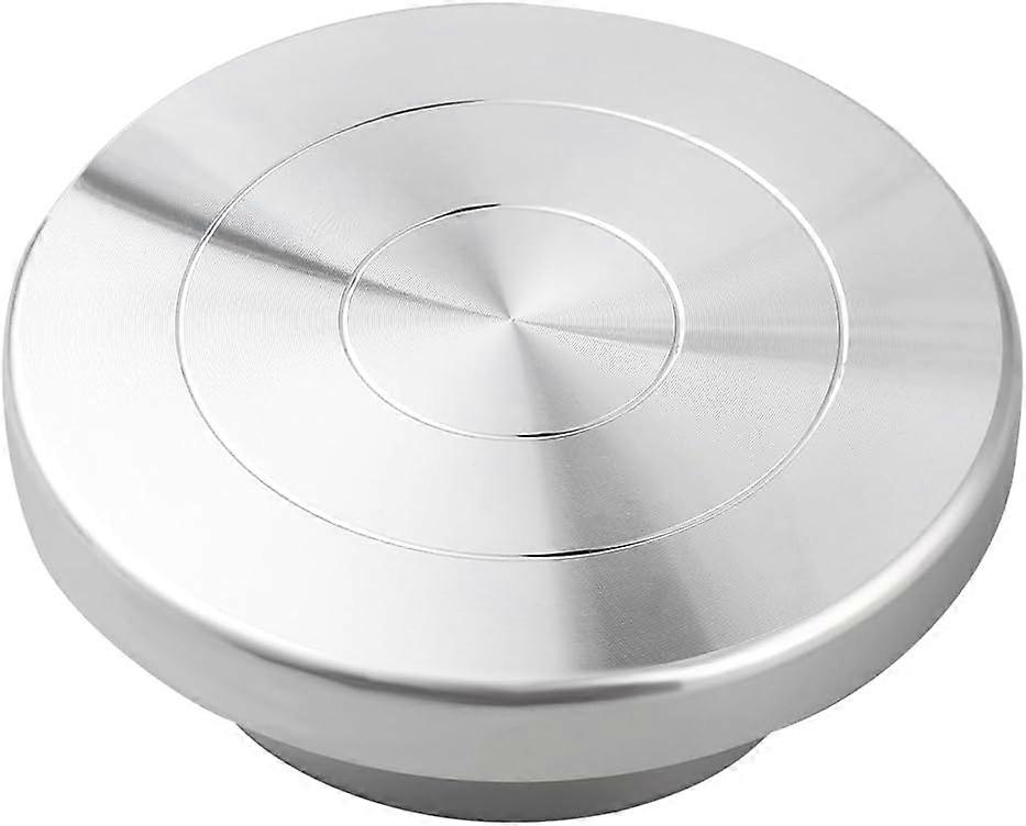 Flat Round Mini Aluminium Alloy Rotated Turntable Sculpting Pottery Wheel Rotating Wheel Polymer Clay Tools for Arts and Crafts Display Stand Platinum