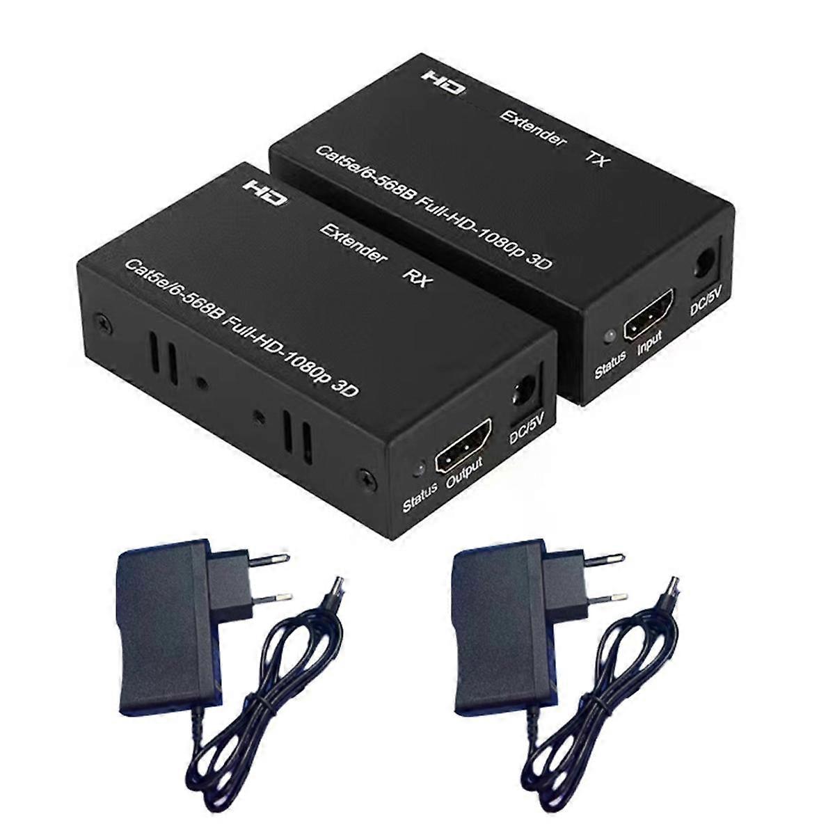 60M Extender RJ45 -Compatible Extender 1080P Signal Network Extender CAT5/6 LAN Extensor EU PLUG