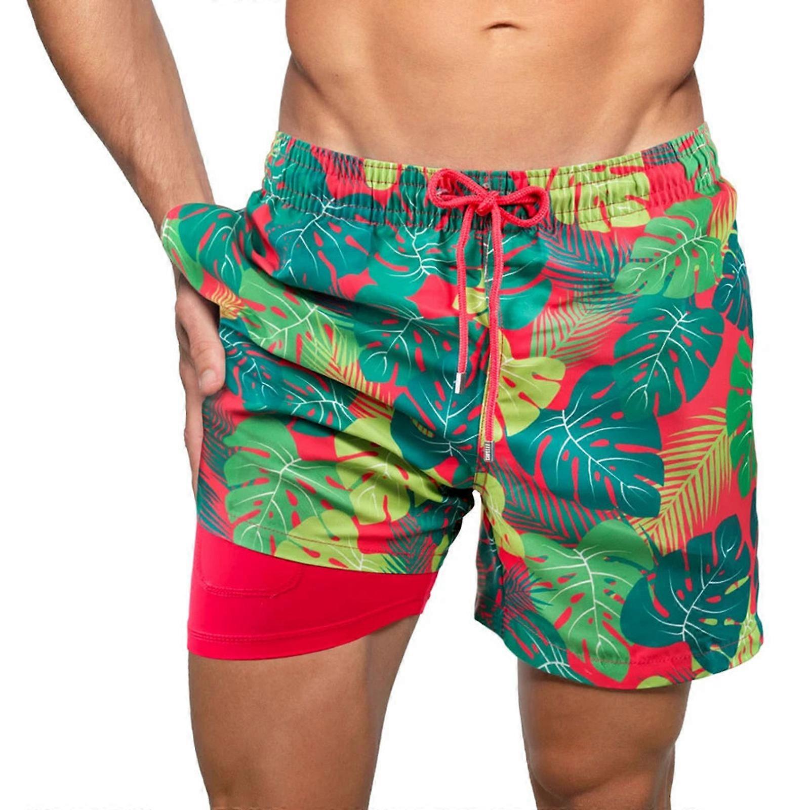 Double Layer Beach Pants Supply Elastic Drawstring Waist High Stretchy(1pcs, Color)