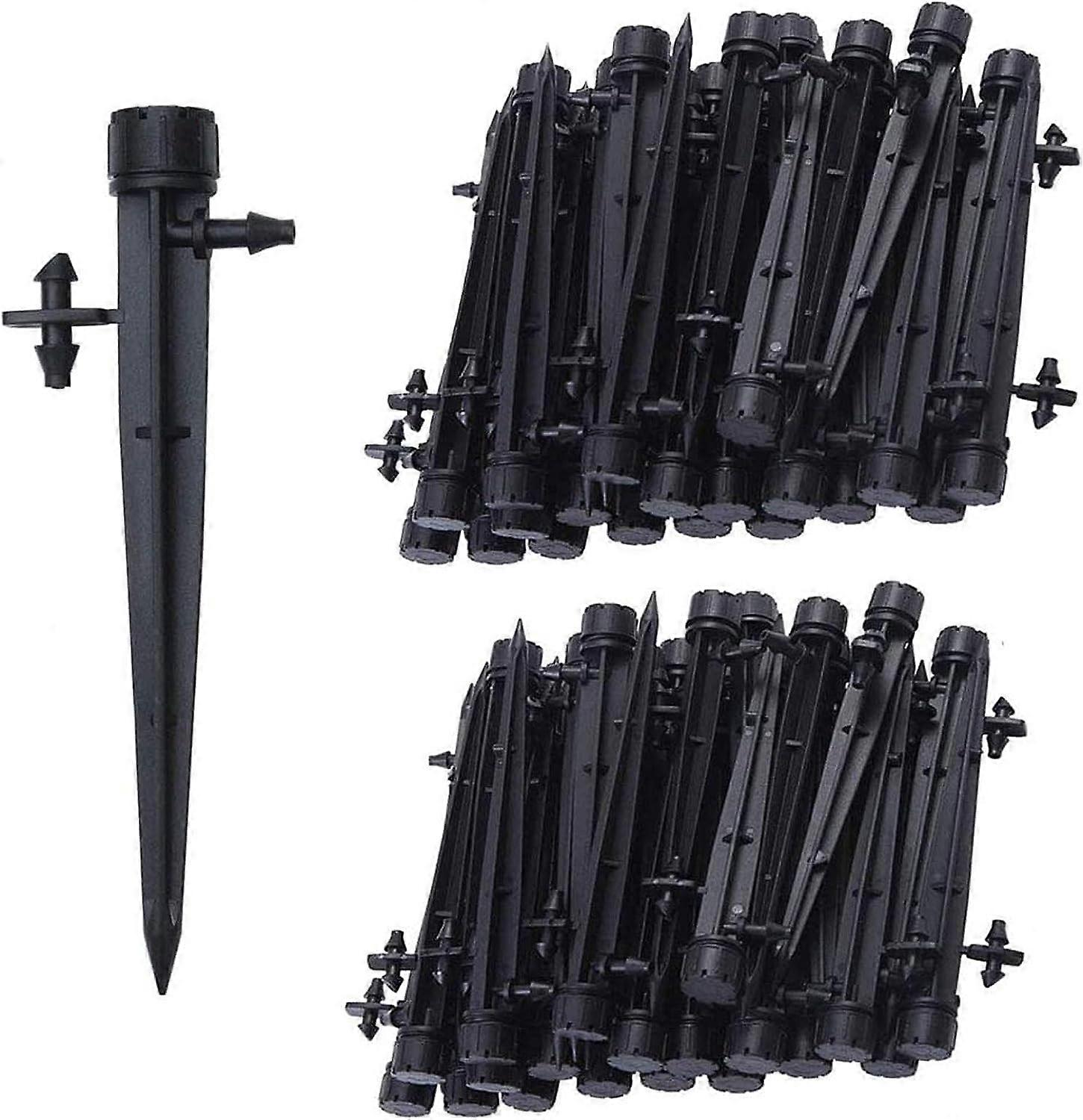 100pcs Micro Drip Irrigation Sprinkler, 360 Degree 8 Holes Water Flow Irrigation Emitters for 1/4 (4-7mm) Tube, for Garden Drip Irrigation System,Blac
