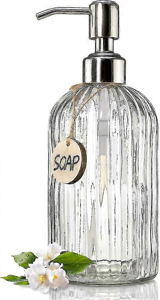 Bathroom Clear Glass Soap Dispenser Press Type 19cm * 7.6cm