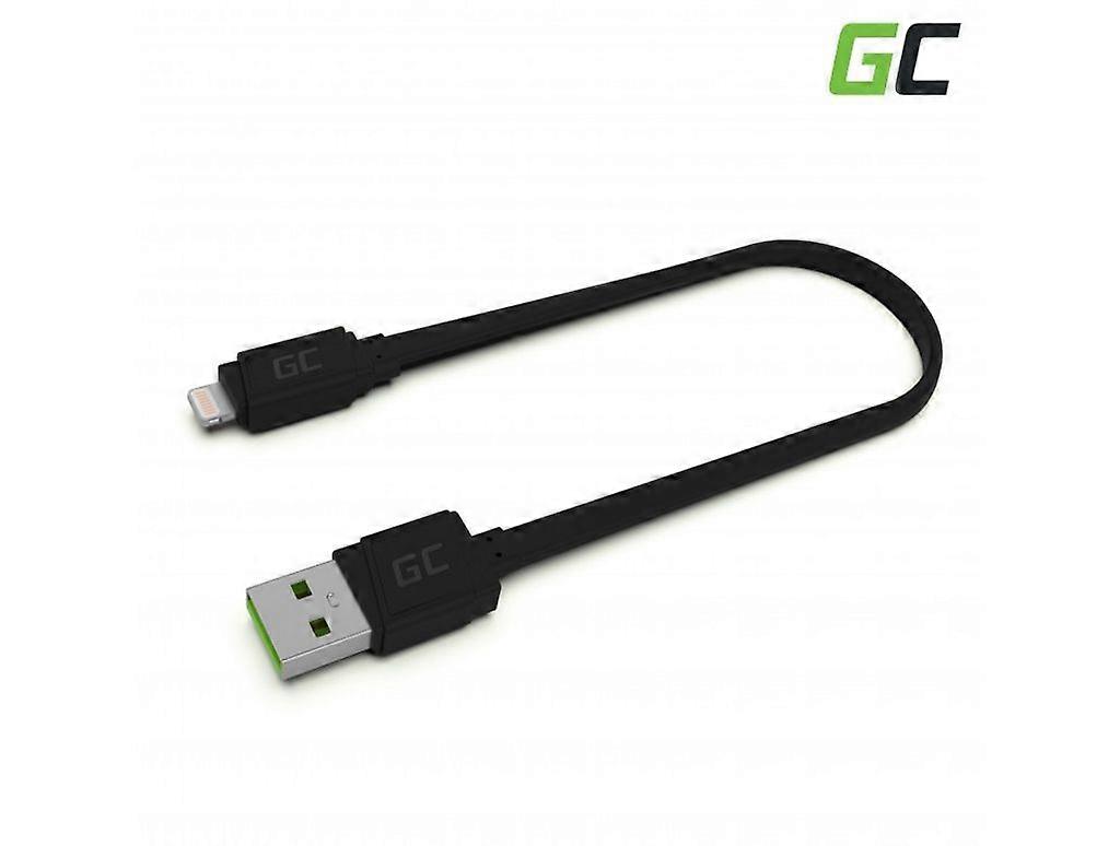 Green Cell Flat Cable USB-A - Lightning, 25 cm, Fast Charging Apple 2.4A