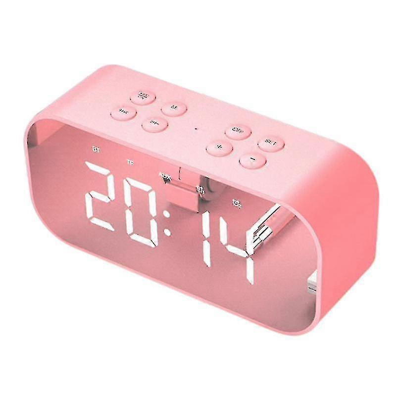 Alarm Clock Compatible With Bedroom,digital Clock With Bluetooth Speaker, Pink