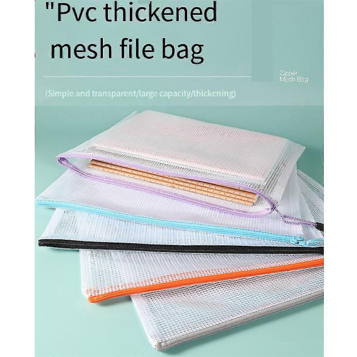 12db A4-es műanyag cipzáras tárca A4-es cipzáras táskák Dokumentum mappák Hálós cipzáras reszelő táskák Vízálló Tra