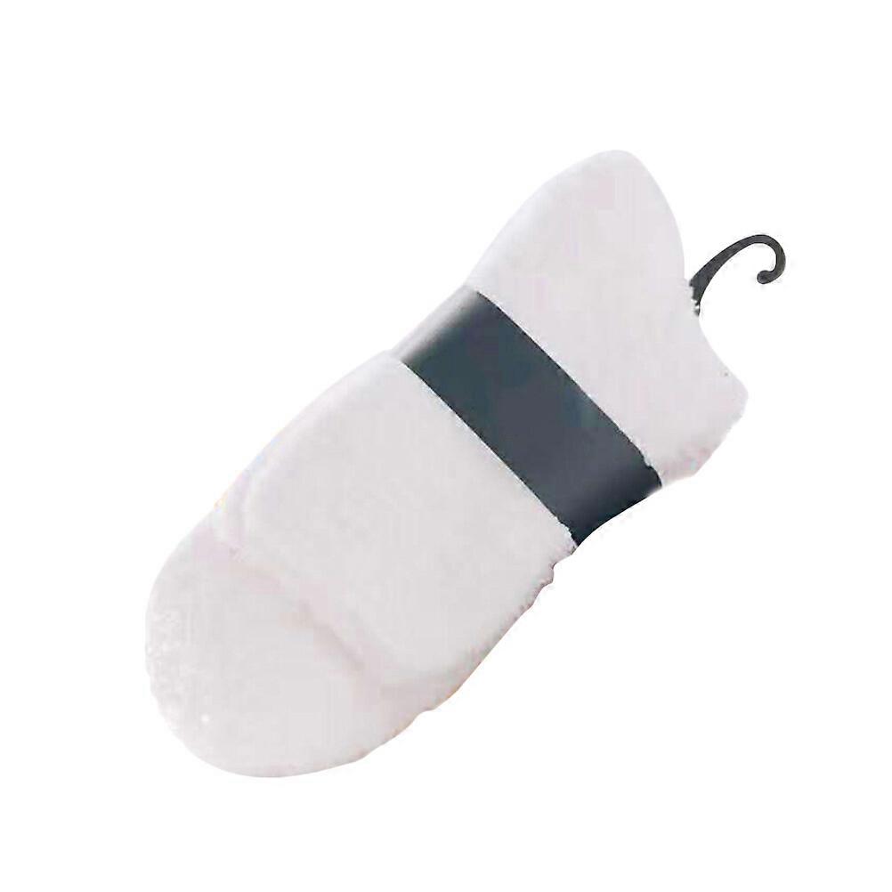 3 Pairs Solid Color Men Fluffy Slipper Socks Fuzzy Thicken Warm Coral Fleece Home Sleeping Stocking for Winter - Free Size (White)